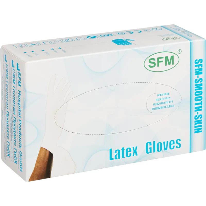 Мед.смотров. перчатки латекс. нестер. с пудрой SFM (L) 50пар/уп