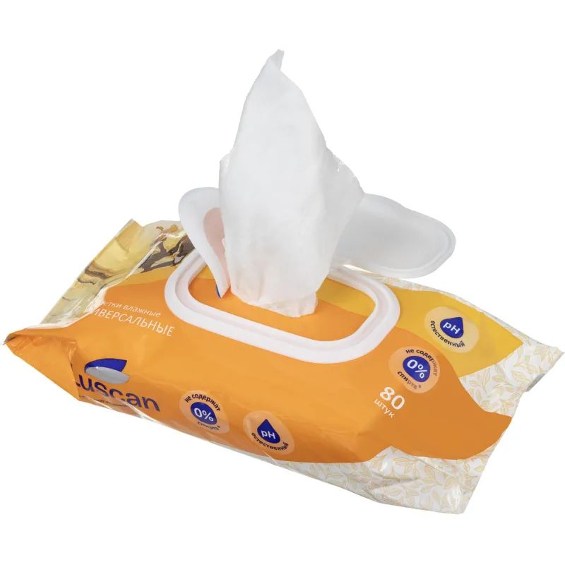 Салфетки влажные Luscan универс д/всей семьи 80шт с крышкой