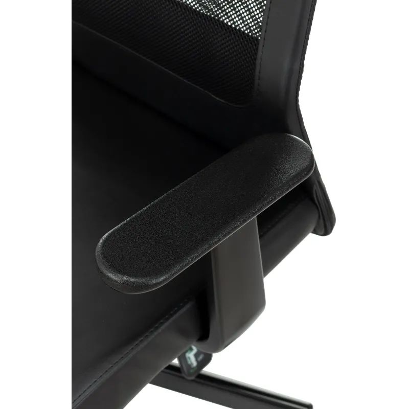Кресло VB_EChair-651 TPU кожзам черный, сетка черая,металл
