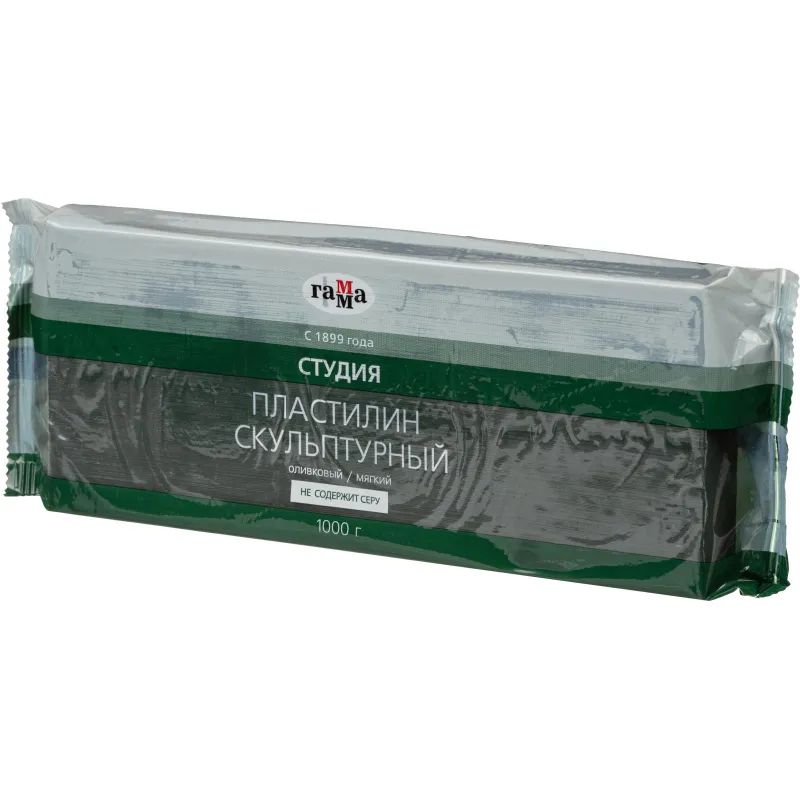 Пластилин скульптурный Гамма Студия оливковый, мягкий,1 кг,2.80.Е100