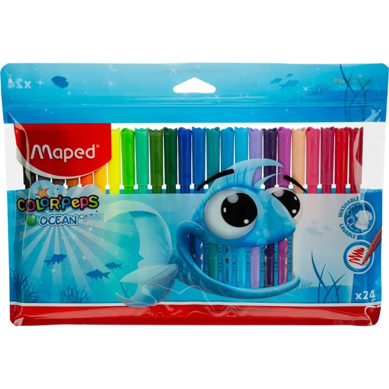 Фломастеры Maped COLOR&#039;PEPS OCEAN,супер-смываемые,24цв/наб,845722