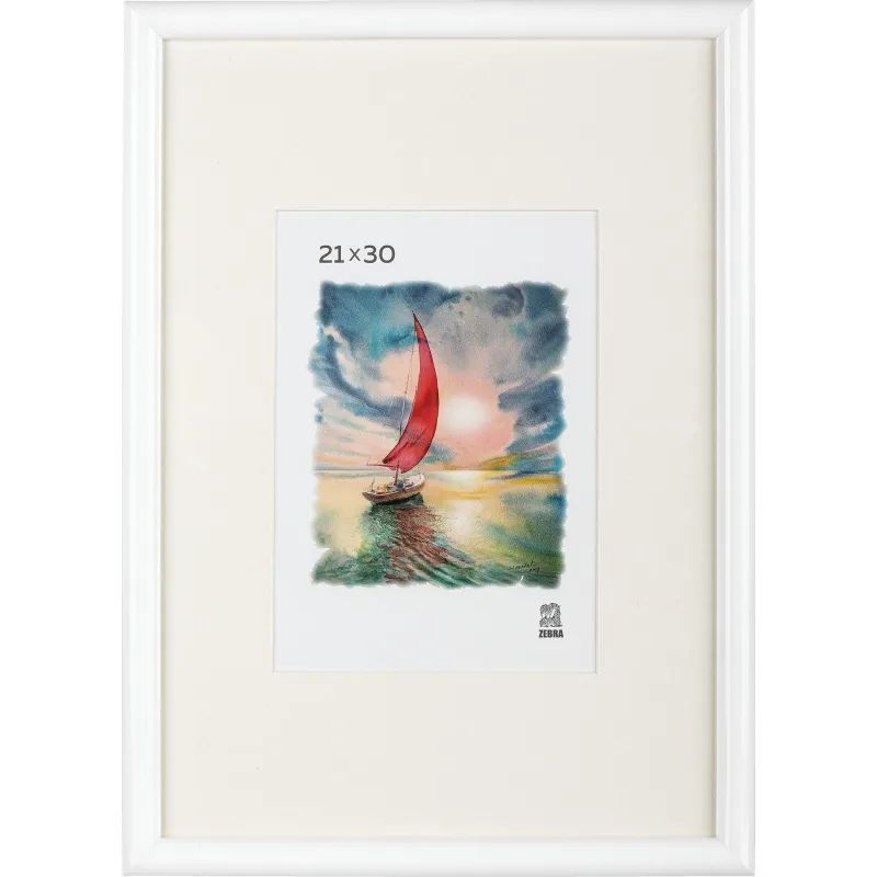 Рамка с паспарту, пластик, 21х30, белый цвет  500П