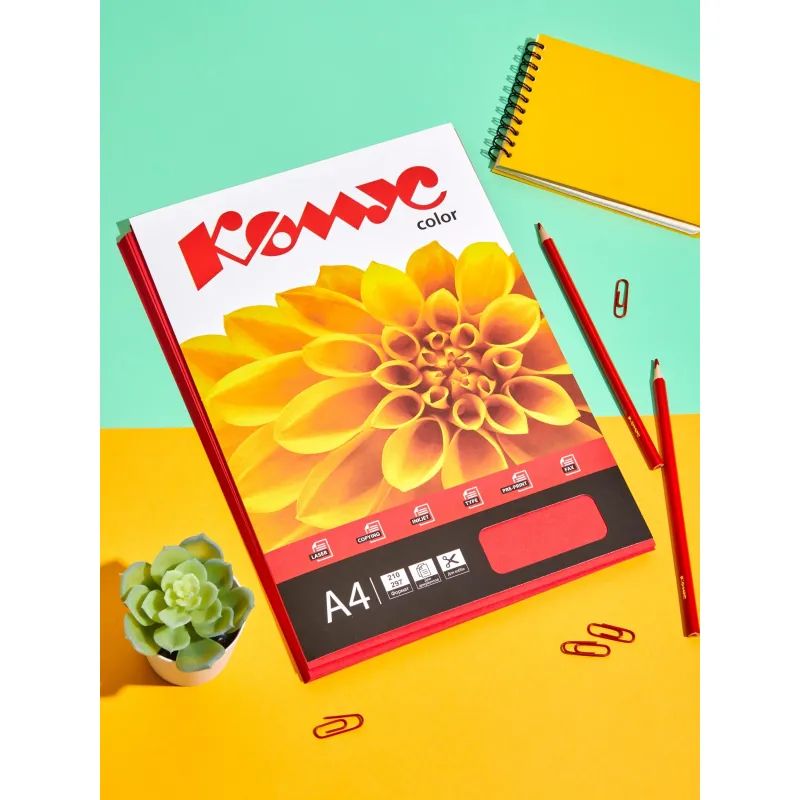 Бумага цветная Комус Color (красный интенсив), 80г, А4, 100 л.