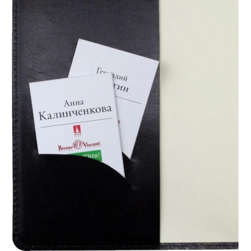 Ежедневник полудатированный черный,кожа,A5,1,208 л.,Br.V.PROFY 3-073/02