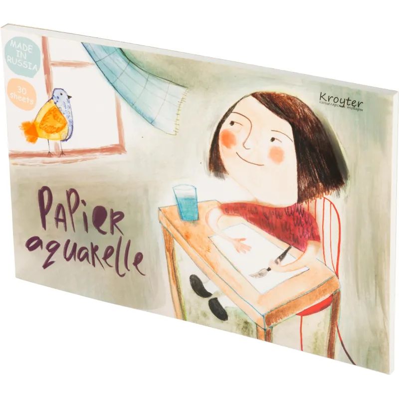 Альбом д/рисов.акварелью Kroyter 30л А4,склейка,тв.подл,бл.160гДрузья 00018