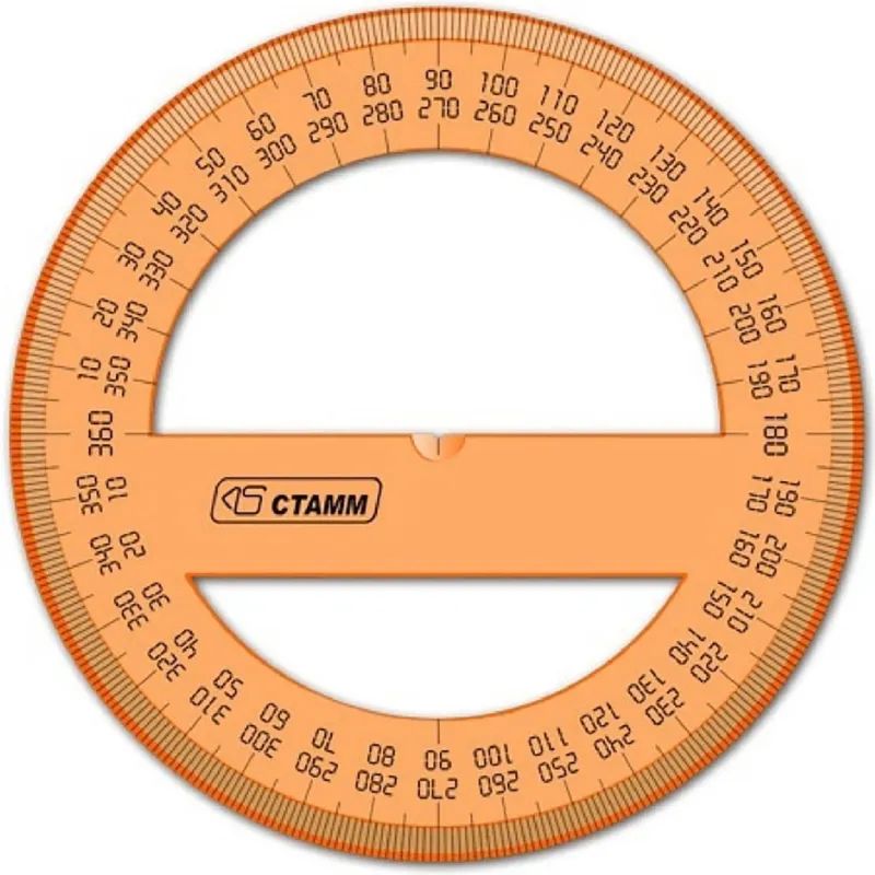 Транспортир 10 см 360  градусов, NEON Cristal, цвет ассорти ТР41