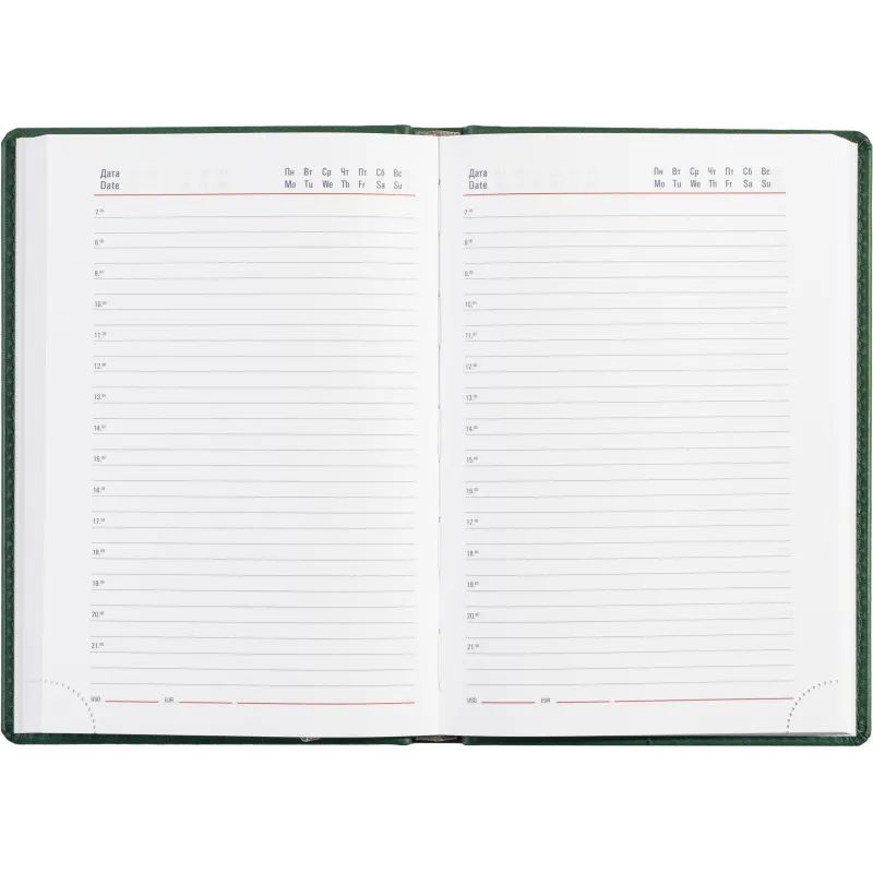 Ежедневник недатированный зелёный,А5,143х210мм,176л,ATTACHE Сиам
