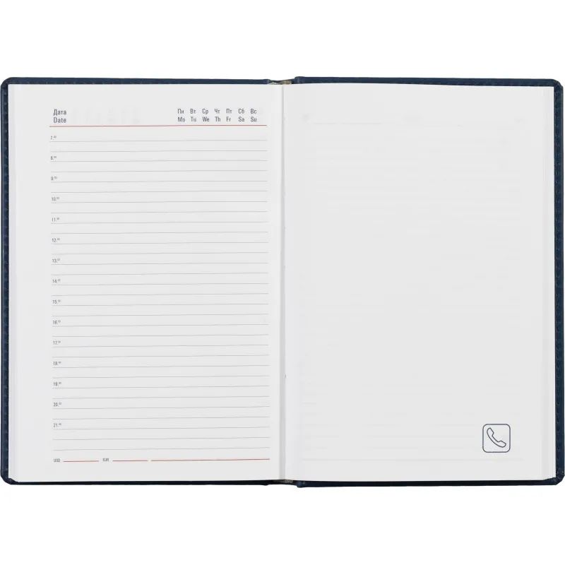 Ежедневник недатированный синий,А5,143х210мм,176л,ATTACHE Сиам
