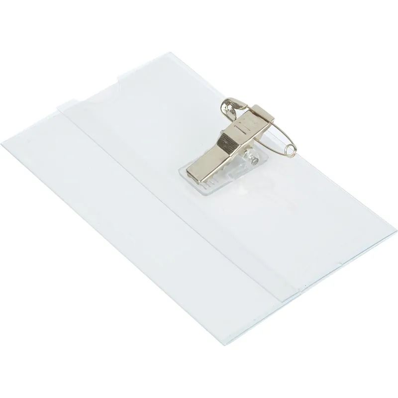 Бейдж 90х55мм металл зажим/булавка