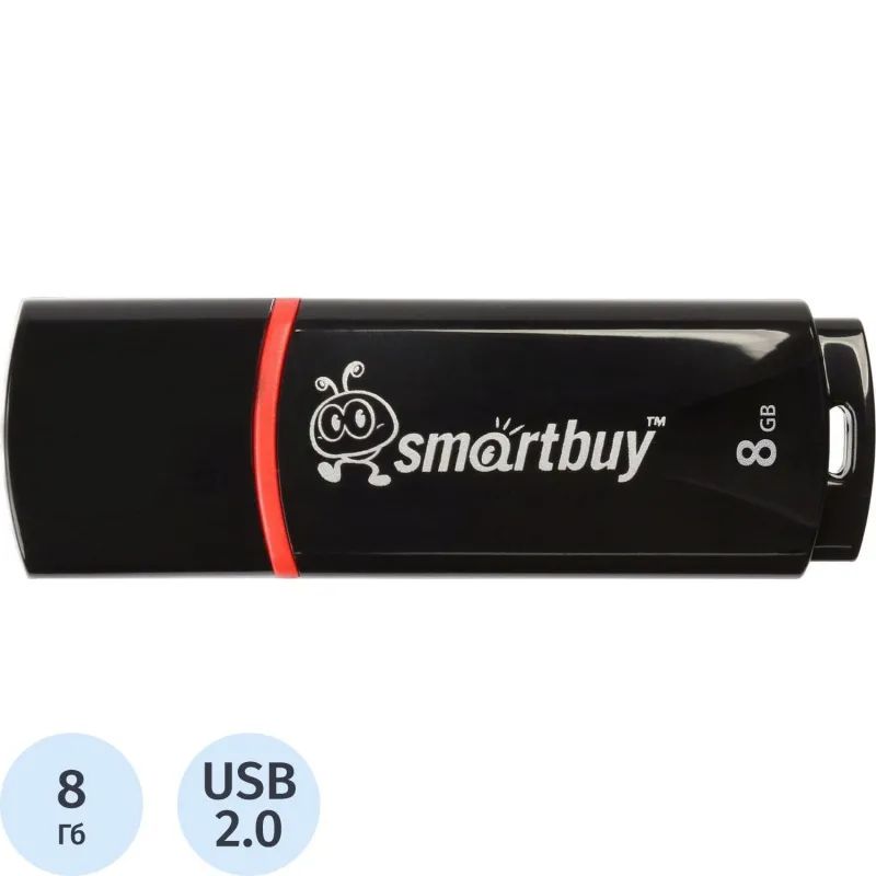 Флеш-память Smartbuy Crown, 8Gb, USB 2.0, чер, SB8GBCRW-K