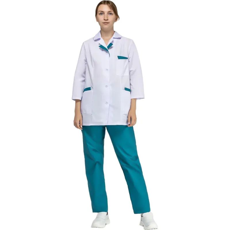 Костюм для медицинского персонала м01-КБР жен. цв.бел/бир (р.48-50) 158-164