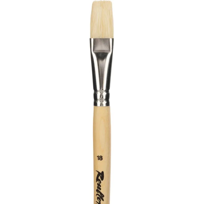 Кисть художеств. Roubloff щетина,жесткая,плоская,№18 длинн.ручка,ЖЩ2-18,02Б