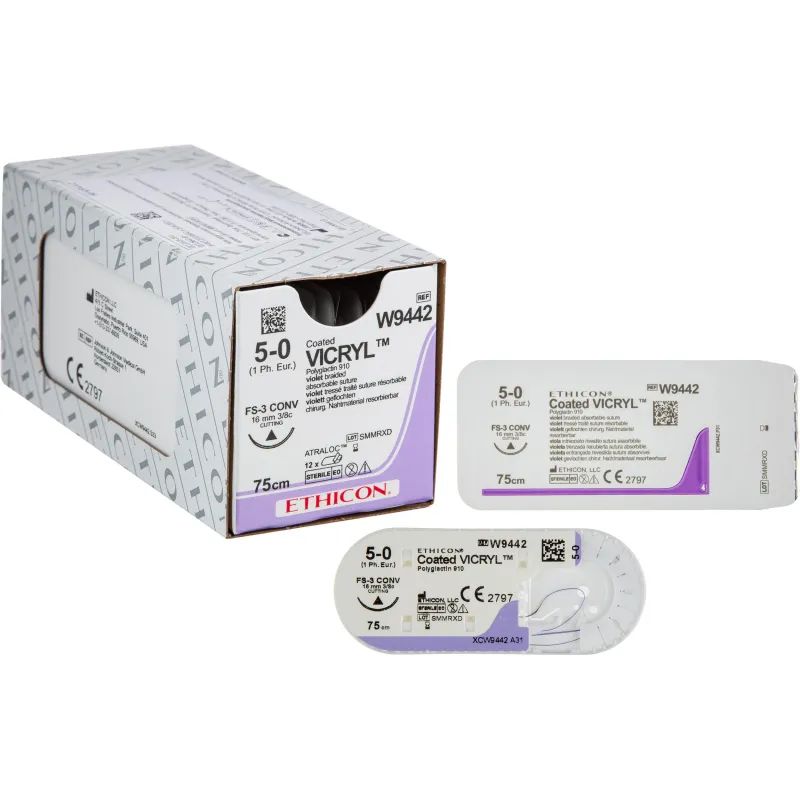 Шовный материал ВИКРИЛ 5/0, 75 см, реж. 16 мм, 3/8 W9442 12 шт./уп.