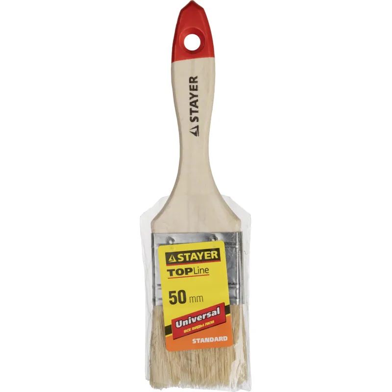 Кисть плоская 2&quot;/50 мм, натур.щетина STAYER 0101-050