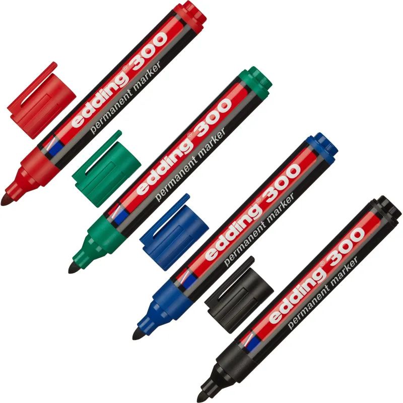 Набор маркеров перманентных EDDING E-300 кругл. наконечник 1,5-3мм наб. 4цв