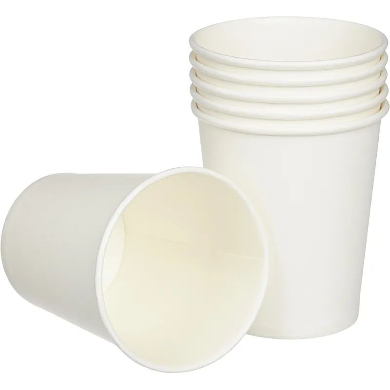 Стакан одноразовый бум 1-сл. d-80мм 200/250мл белый КОМУС 8OZ 50шт/уп