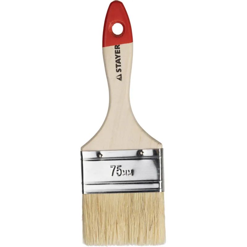 Кисть плоская 3&quot;/75 мм, натур.щетина STAYER 0101-075