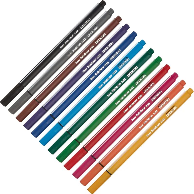 Набор линеров Attache Rainbow 12цв/набор 0,33 мм трехгран.корпус