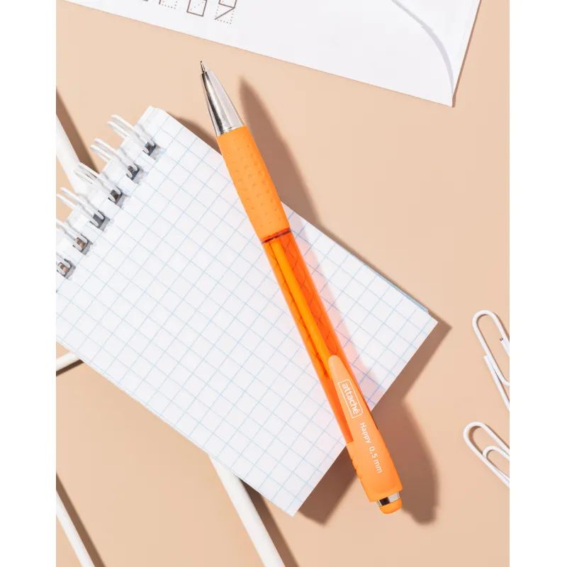 Ручка шариковая автомат. Attache Happy,оранж корп,син,масл,манж