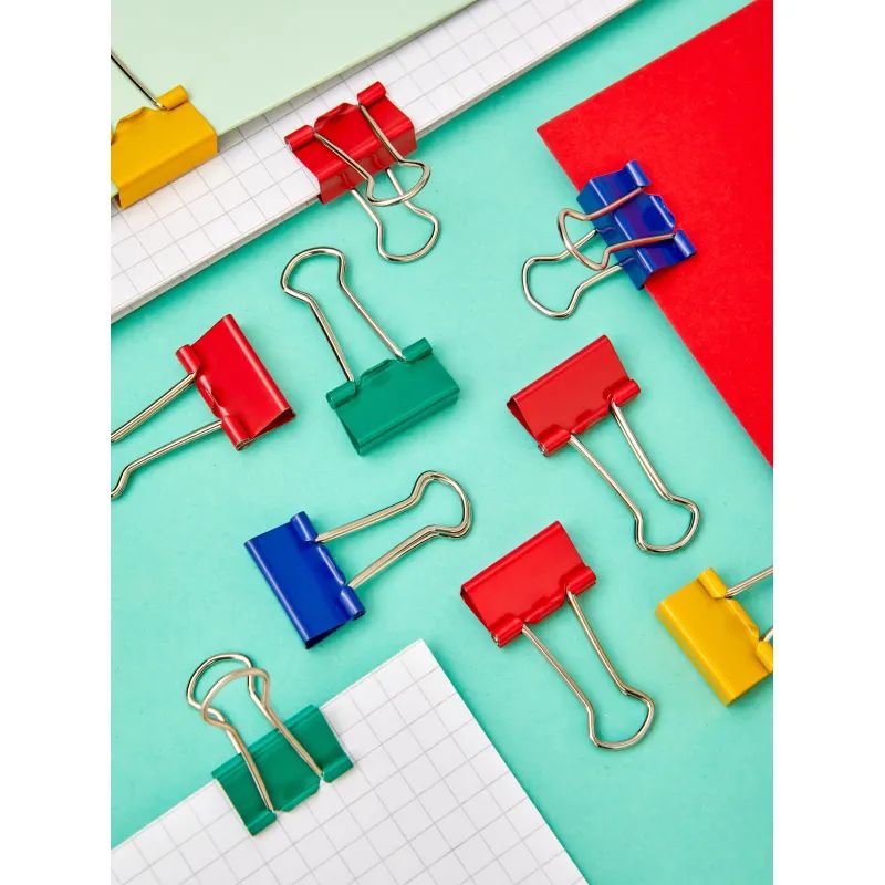 Зажимы для бумаг 19мм 48шт./уп. Комус цветные, в пласт. боксе