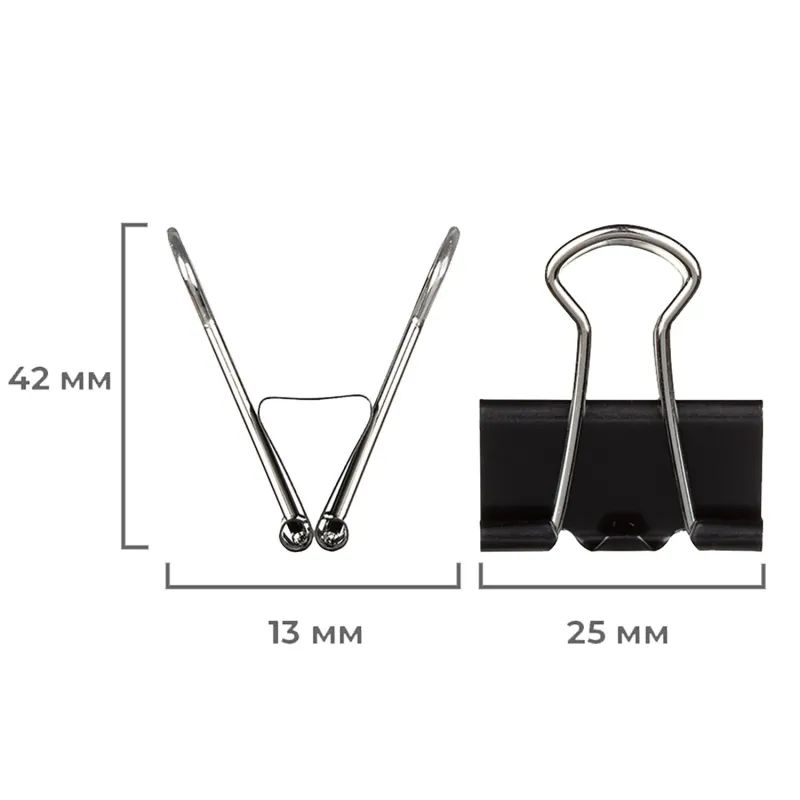 Зажимы для бумаг ассорти (19мм,25мм,32мм), 12шт/уп Attache, пласт.бокс