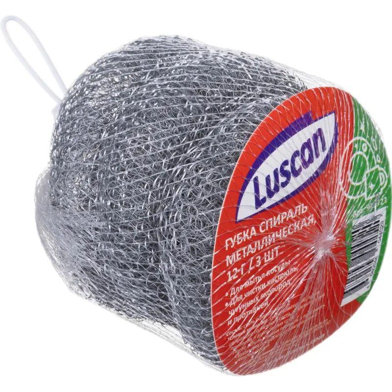 Губка-мочалка спираль Luscan металлические 12г 3 шт/ уп