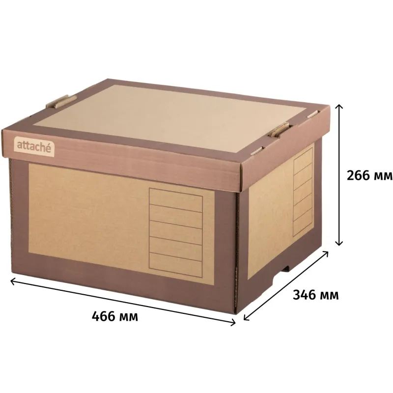 Короб архивный Attache на 5 папок 75мм, надстраив.,крышка