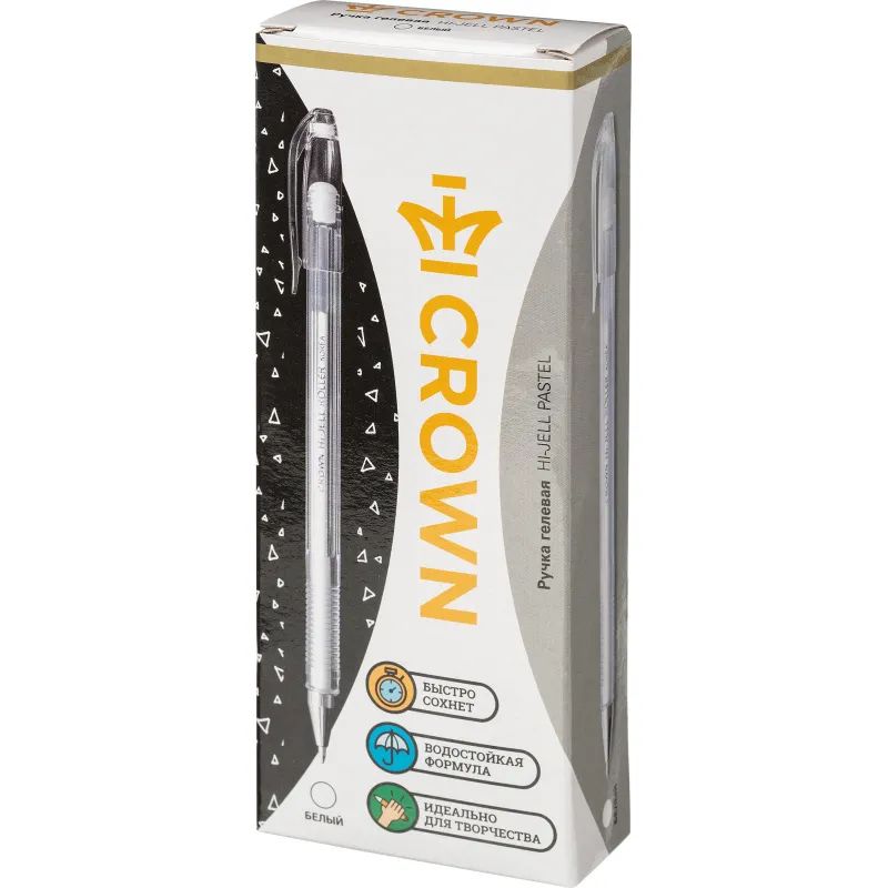 Ручка гелевая неавтомат. пастель белая CROWN, 0,7мм