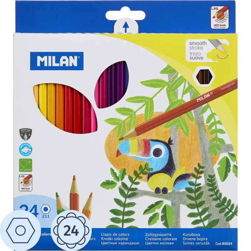 Карандаши цветные 24цв 6-гран Milan, 80024