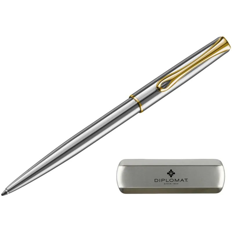 Ручка шариковая  DIPLOMAT Traveller stainless steel gold синий D10061109
