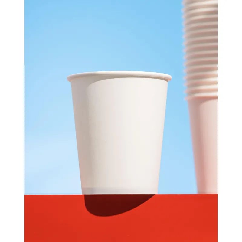 Стакан одноразовый бум 1-сл. d-80мм 200/250мл белый КОМУС 8OZ 50шт/уп