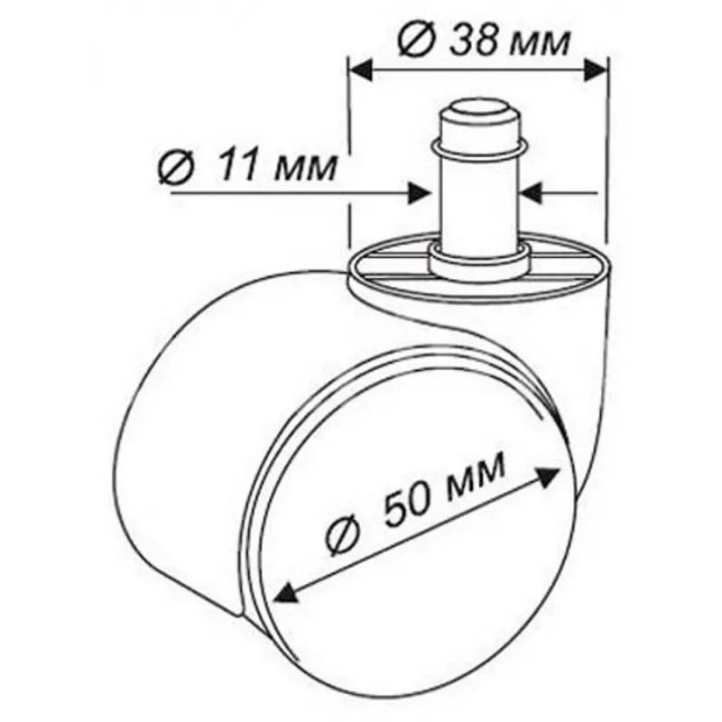 Набор колес для кресла BSL_EChair 5 шт, прорезиненные, шток 11 мм