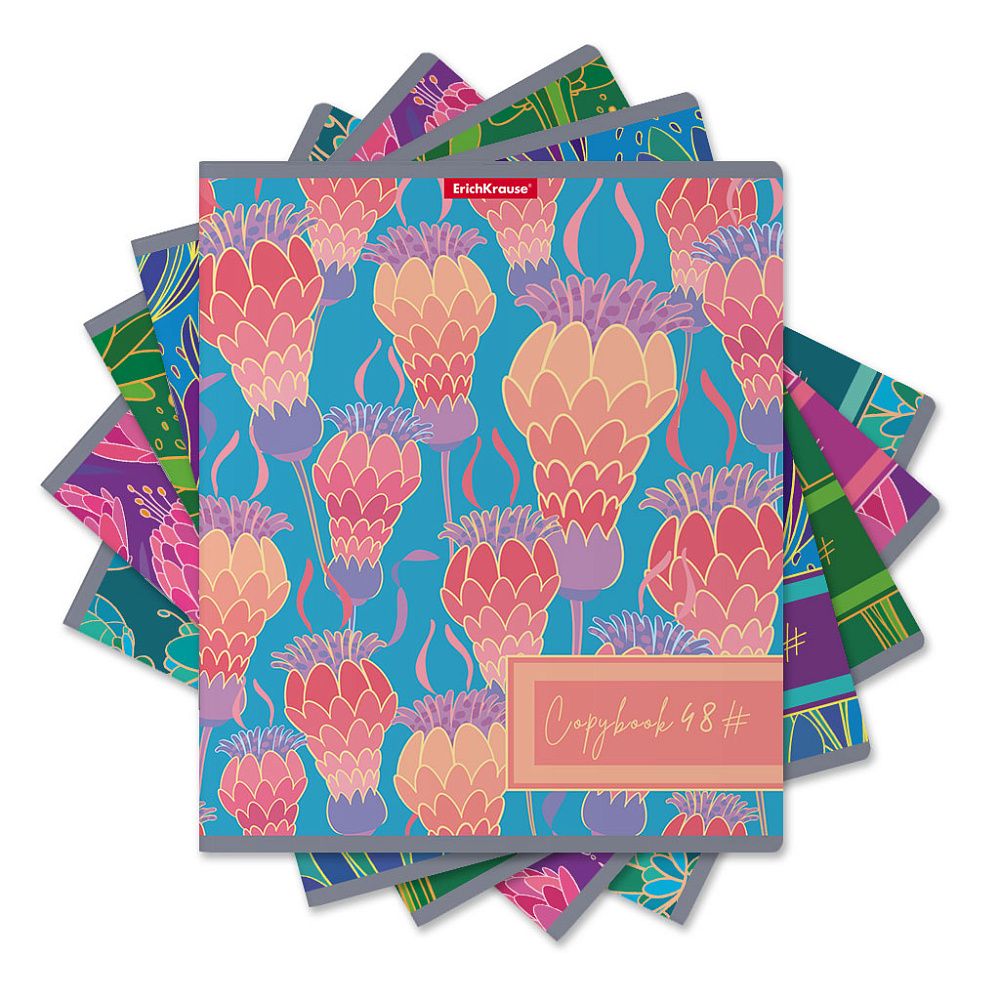 Тетрадь общая ученическая ErichKrause Fantasy, 48 листов, клетка, выборочный УФ-лак_MIX-PACK