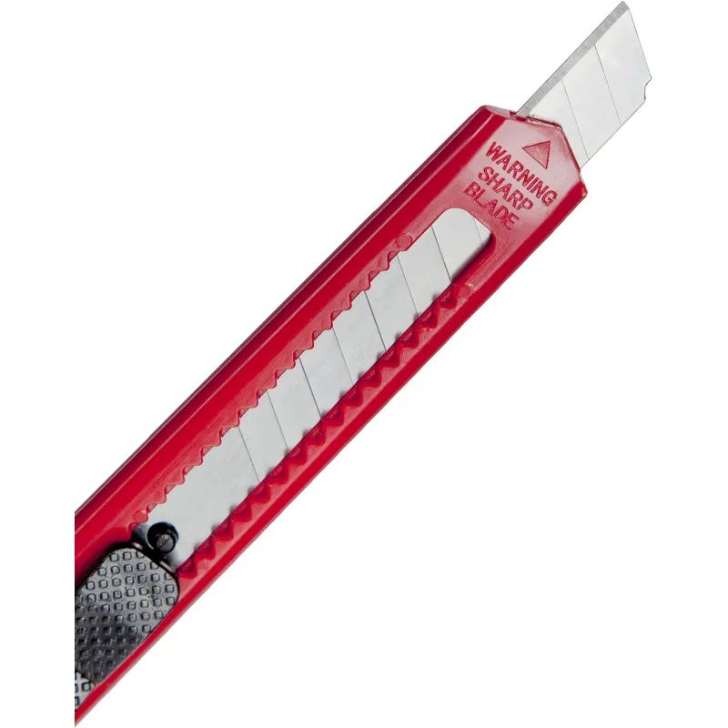 Нож канцелярский  9мм Attache с фиксатором, полибег, цв.красный