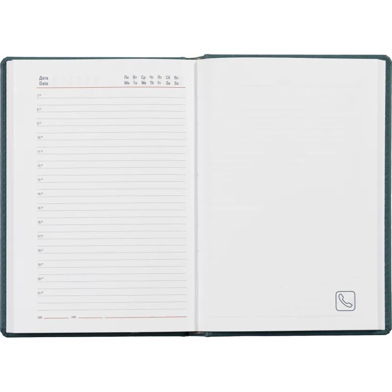 Ежедневник недатированный бирюзовый,А5,143х210мм,176л,ATTACHE Сиам