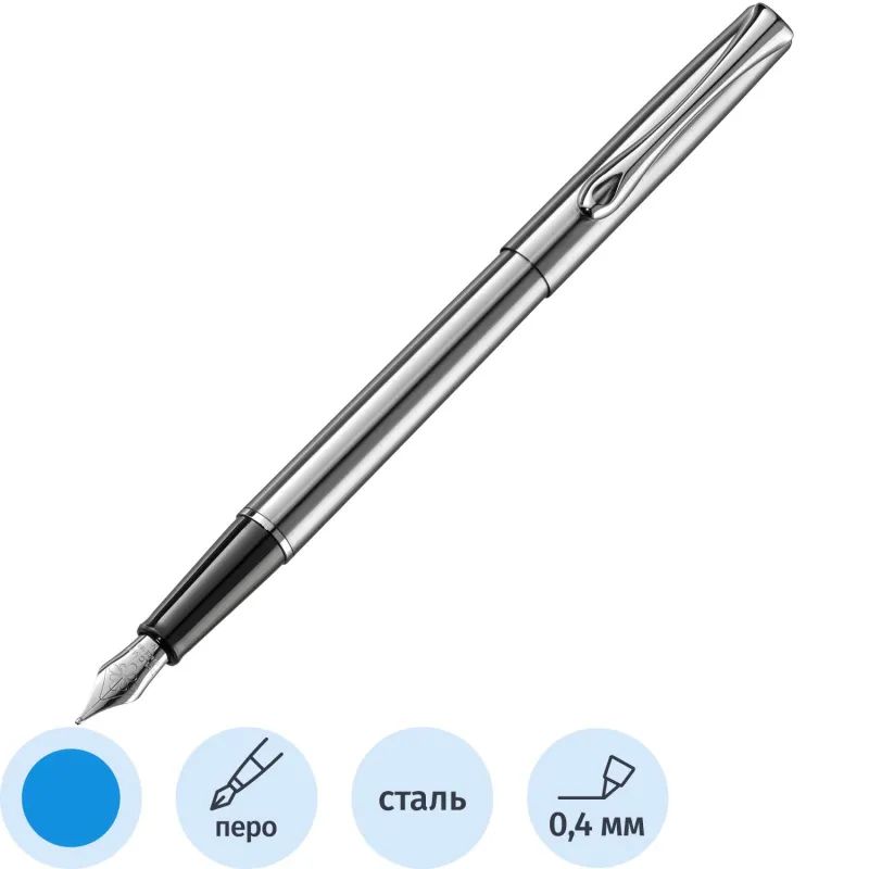Ручка перьевая DIPLOMAT Traveller stainless steel F синий D10057495