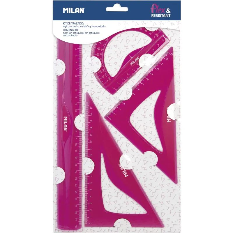 Milan Набор чертежный большой Flex & resistant цвет розовый