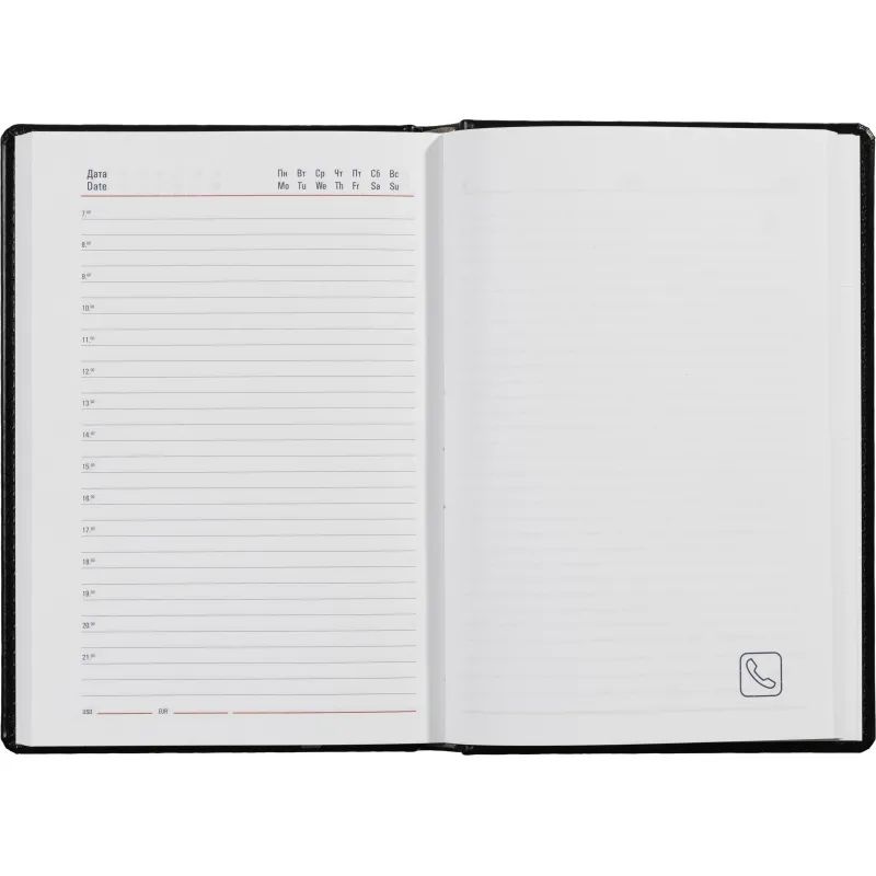 Ежедневник недатированный черный,А5,143х210мм,176л,ATTACHE Каньон