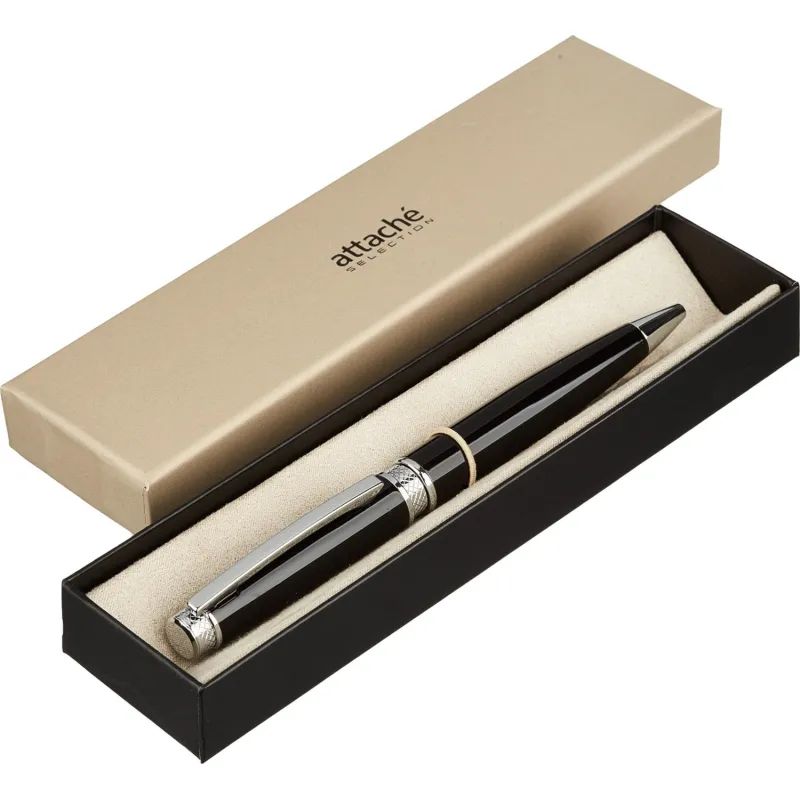 Ручка шариковая  Attache SelectionDesire,черн.корп.,пов.мех.,синий,футляр