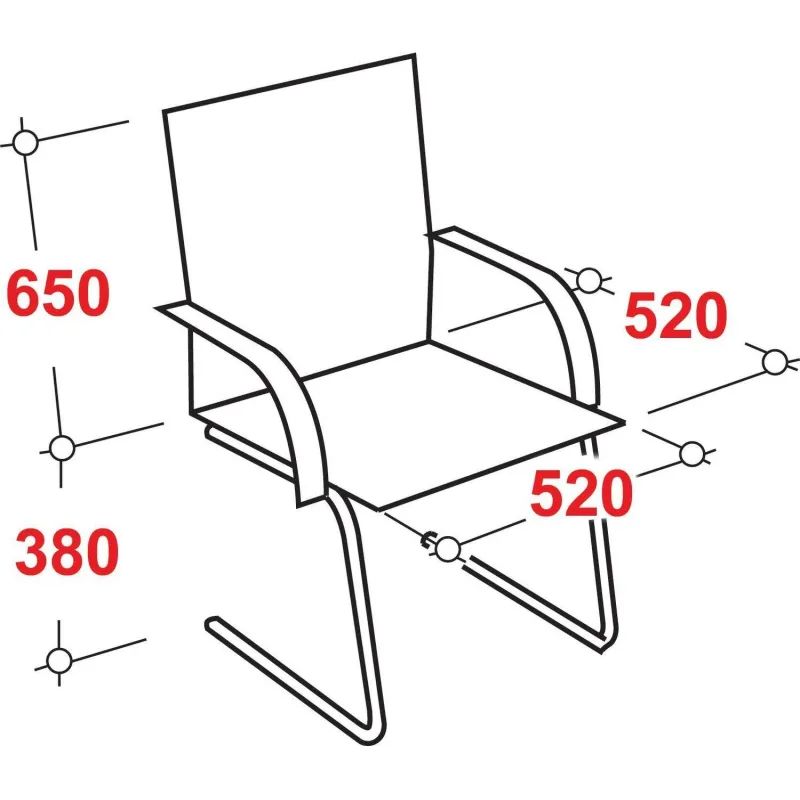 Конференц-кресло VT_Конференц CH416-V полозья, ЭКОкожа черная