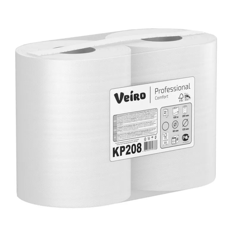Полотенца бумажные д/держ.Veiro C1/C2 Comfort с ЦВ 2сл.100м 6рул/уп. KP208