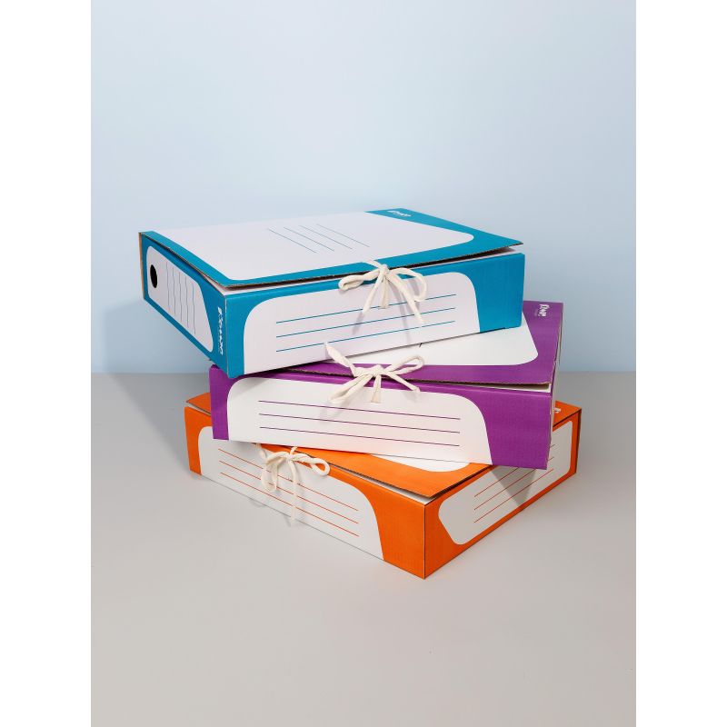 Короб архивный Комус гофрокартон, 75мм, оранжев корешок