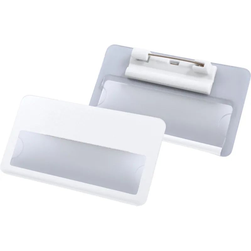 Бейдж с окном для сменной информации,  булавка, размер70x40 мм с загибушкой