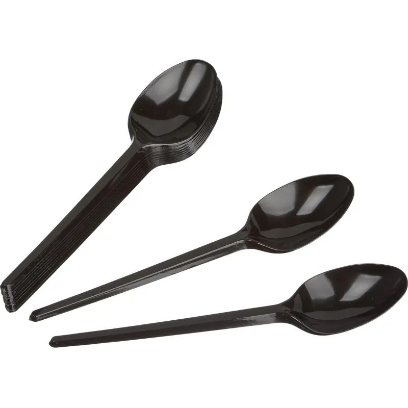 Ложка одноразовая столовая  165мм, черная,  ПС 100шт/уп
