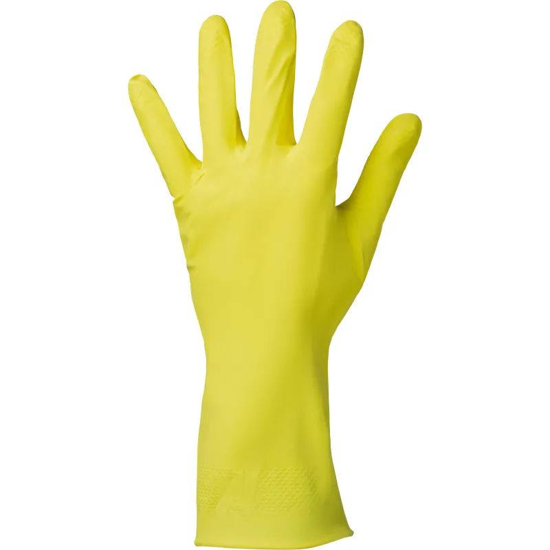 Перчатки резиновые Luscan латекс хлопковое напыление желтые р-р L