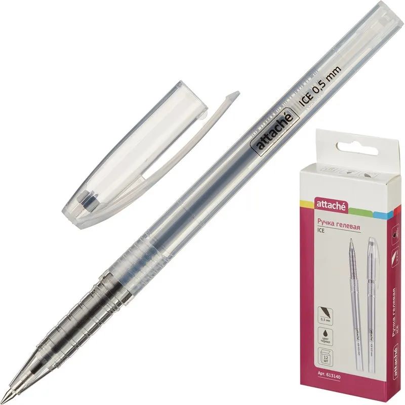 Ручка гелевая неавтомат. Attache Ice черный стерж, 0,5мм