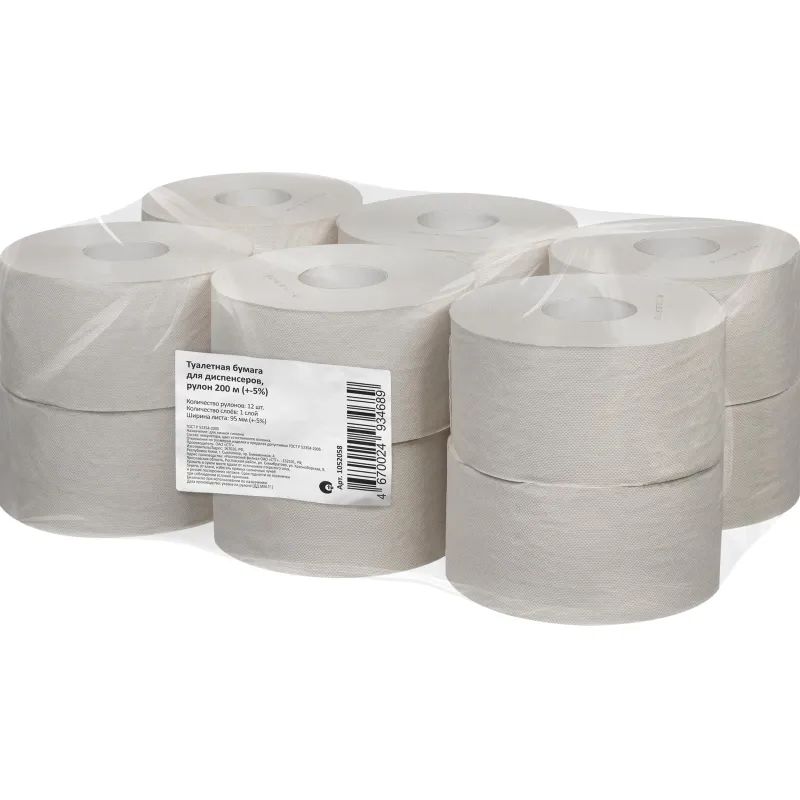 Бумага туалетная д/дисп Выбор есть 1слвтор200м12рул/уп