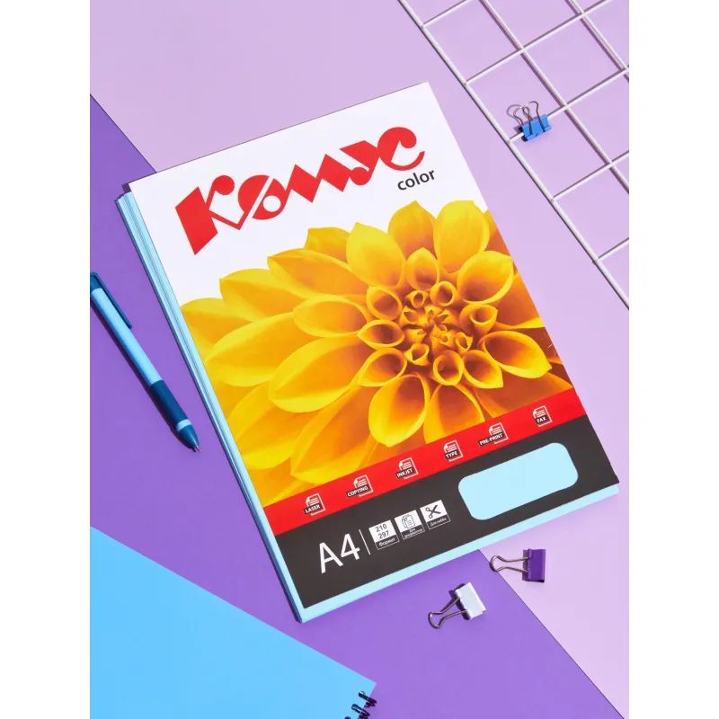Бумага цветная Комус Color (голубая пастель), 80г, А4, 50 л.