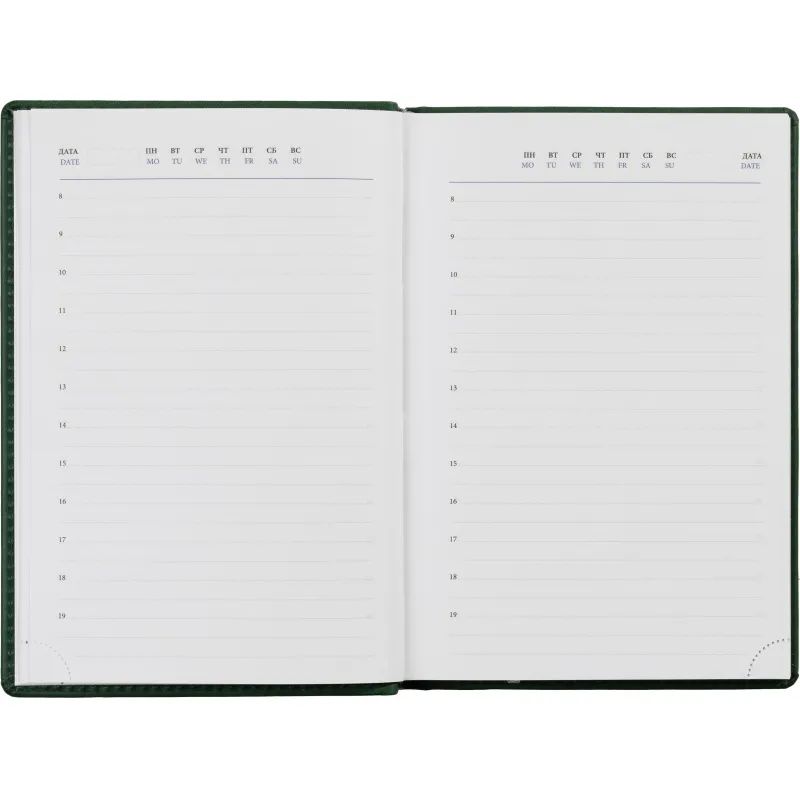Ежедневник недатированный зеленый,А5,148х218,176л,ATTACHE Вива