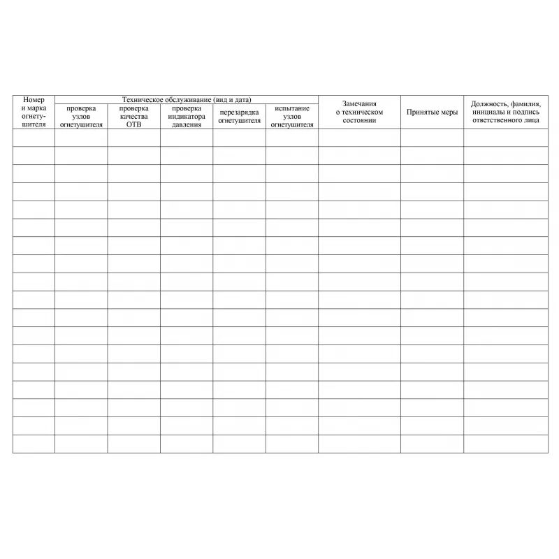 Журнал технического обслуживания огнетушителей КЖ 497